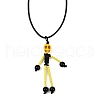Halloween Theme Skeleton Glass Seed Beaded & Natural Black Onyx(Dyed & Heated) & Skull Dyed Synthetic Turquoise Pendant Necklaces NJEW-MZ00117-03-2