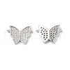 Brass Micro Pave Clear Cubic Zirconia Connector Charms KK-E068-VF247-1