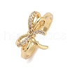 Bowknot Brass Micro Pave Clear Cubic Zirconia Open Cuff Rings RJEW-S417-01G-04-1