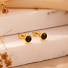 Vintage Stainless Steel Cubic Zirconia Flat Round Stud Earrings XR8423-2