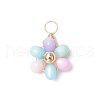 Dyed Natural Freshwater Shell Copper Wire Wrapped Flower Pendants PALLOY-JF03768-01-3