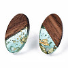 Transparent Resin & Walnut Wood Stud Earring Findings MAK-N032-005A-F02-2