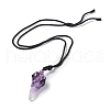 Natural Amethyst Plague Doctor Pendant Necklace with Nylon Rope NJEW-H009-01-10-4