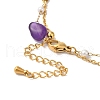 Nuggets Natural Amethyst & Imitation Pearl Multi-Strand Anklets BJEW-P326-02B-G-3