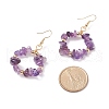 Natural Gemstone Chips Braided Ring Dangle Earrings EJEW-JE04986-5