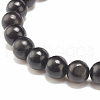 Natural Wood & Synthetic Hematite Beaded Stretch Bracelet BJEW-JB07809-5