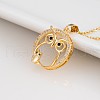 Mother's Day Mom and Baby Owl Brass Micro Pave Clear Cubic Zirconia Pendant Necklaces for Women FS-WG252EE-02-1