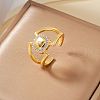 Elegant Geometric Brass Micro Pave Cubic Zirconia Cuff Open Rings for Women ED4518-3-1