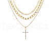 Alloy Crystal Crystal Rhinestone Cross Pendant 3-
Layer Necklaces for Women FS-WG64AC3-01-5