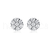 Elegant Round Silver Earrings with Zirconia OQ0378-1