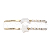 2Pcs 2 Styles Moon & Star Freshwater Shell & Natural Rainbow Moonstone Braided Bead Bracelet Sets BJEW-JB10531-1