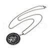 304 Stainless Steel Black Enamel Rune Tree of Life Pendant Necklaces for Men NJEW-K283-27P-4