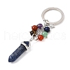 Natural & Synthesis Gemstone Beads with Alloy and Iron Rings Keychains KEYC-Q003-01-2