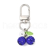 Polymer Clay Rhinestone Cherry Pendant Decorations HJEW-JM03268-02-2