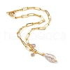 Natural Baroque Pearl Keshi Pearl Pendant Necklaces NJEW-JN02909-01-1