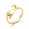 Ion Plating(IP) 304 Stainless Steel Hand Hug Cuff Ring for Women RJEW-K245-34G-3