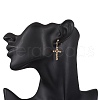 3 Pairs 3 Colors Brass Beaded Cross Dangle Stud Earrings EJEW-JE06479-5