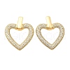 Brass Micro Pave Clear Cubic Zirconia Stud Earrings EJEW-C147-01B-G-4