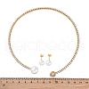 Round Plastic Imitation Pearl Stud Earrings & Cubic Zirconia and Rhinestone Heart Cuff Choker Necklaces Sets SJEW-U003-01G-5