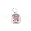 925 Sterling Silver Pave Cubic Zirconia Square Charms with Jump Rings and 925 Stamp STER-D288-05S-02-1