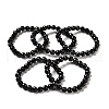 Natural Black Tourmaline Beaded Stretch Bracelets BJEW-K233-01B-03-1