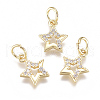 Brass Micro Pave Cubic Zirconia Charms ZIRC-F111-15G-1