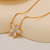 Fashionable Sweet Style 925 Sterling Silver Pave Clear Cubic Zirconia Flower Pendant Necklaces for Women ZF6368-4