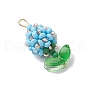 Glass Seed Beaded Flower Bud Pendants PALLOY-MZ00760-02-3