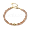 4mm Round Natural Sunstone Beaded Bracelets BJEW-P318-03G-05-1