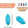 N24Pcs 12 Style Faceted No Hole Natural & Synthetic Gemstone for Wire Wrapped Pendants Making G-NB0003-01-5