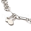 304 Stainless Steel Charm Bracelet with Link Chains for Women BJEW-C0025-06-3