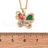 Brass Micro Pave Cubic Zirconia Butterfly Pendant Neckalces for Women NJEW-S448-09G-5