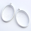 Rack Plating Alloy Oval Open Back Bezel Pendants PALLOY-S047-26B-FF-1