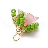 Handmade Nylon Wired Glass Beaded Pendants with Acrylic Beads Caps and Brass Beads PALLOY-MZ00509-4