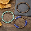 Synthetic Turquoise & Regalite & Coconut Shell Bead Stretch Bracelets Sets PW-WG7E5E9-01-4