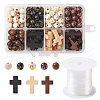 Wood Beads and Plating Acrylic Beads WOOD-TA0001-21-1