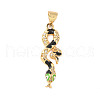 Brass Micro Pave Cubic Zirconia Enamel Pendants KK-D354-04G-B-1