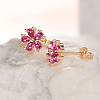 Flower Brass Cubic Zirconia Stud Earrings JA7036-2-1
