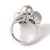 Brass Micro Pave Clear Cubic Zirconia Round Ball Open Cuff Rings for Women RJEW-C098-18P-3