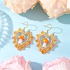 Heart with Mushroom Handmade Lampwork Dangle Earrings EJEW-MZ00450-02-1
