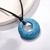Ring Natural & Synthetic Mixed Gemstone Pendant Black Waxed Cord Adjustable Necklaces NJEW-G169-02-5