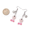 Fish with Shell Shape 304 Stainless Steel Glass Beads Dangle Earrings EJEW-MZ00436-03-3