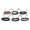 6Pcs 6 Style Adjustable Braided Imitation Leather Cord Bracelet Set with Waxed Cord for Men BJEW-F458-05-2