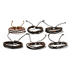 6Pcs 6 Style Adjustable Braided Imitation Leather Cord Bracelet Set with Waxed Cord for Men BJEW-F458-05-2