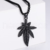 Retro Creative Stainless Steel Maple Leaf with Flower Pendant Punk Hip-hop Necklaces TT3149-2-1