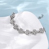 Brass Micro Pave Clear Cubic Zirconia Link Bracelets for Women BJEW-D342-04P-3
