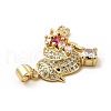 Real 18K Gold Plated Brass Micro Pave Cubic Zirconia Robin Brid Pendants KK-E072-06G-3