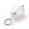 Grade B Natural Cultured Freshwater Pearl Charms X-PALLOY-JF01497-02-4