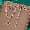 Fashionable Brass Rhinestone Bracelets & Earrings & Necklaces & Rings Sets FS-WG0E119-02-1