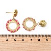 Flat Round Brass Enamel Dangle Stud Earrings EJEW-S261-01G-5